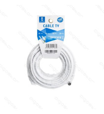 CAVO ANTENNA TV 15MT AD ANGOLO RETTO 90 GRADI MASCHIO/FEMMINA BIANCO CERTIFICAZIONE CE - CONNETTORE SPINOTTO AD ANGOLO