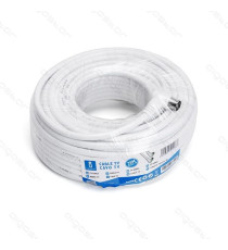 CAVO ANTENNA TV 25MT AD ANGOLO RETTO 90 GRADI MASCHIO/FEMMINA BIANCO CERTIFICAZIONE CE - CONNETTORE SPINOTTO AD ANGOLO