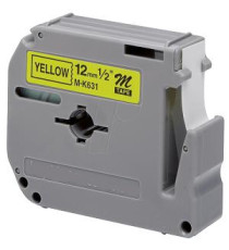 CASSETTA NASTRO MK-631BZ COMPATIBILE LAMINATO NERO SU GIALLO 12mmX8m MK631SBZ LABEL PER BROTHER P-TOUCH 110