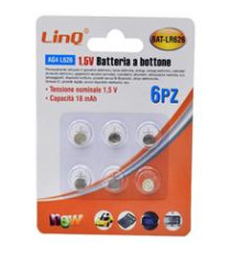 BATTERIE LINQ LR621 AG1 CONFEZIONE 6PZ BATTERIA PILA BOTTONE 1,5V - CAPACITA' 13mAH ALTA QUALITA' BATTERIE LINQ LR621 AG1 CONFEZIONE 6PZ BATTERIA PILA BOTTONE 1,5V - CAPACITA' 13mAH ALTA QUALITA'