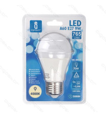 LAMPADINA LED A5 A60 9W ATTACCO E27 - 765 LUMEN - 4000K LUCE NATURALE - GRANDE ANGOLO 280 GRADI MISURA D60*H112mm CRI80Ra LAMPADINA LED A5 A60 9W ATTACCO E27 - 765 LUMEN - 4000K LUCE NATURALE - GRANDE ANGOLO 280 GRADI MISURA D60*H112mm CRI80Ra