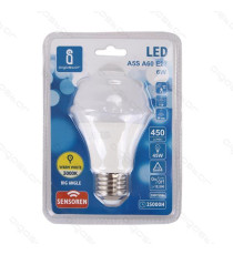 LAMPADINA LED A5 A60 6W CON SENSORE ATTACCO E27 - 480 LUMEN - 6500K LUCE FREDDA - GRANDE ANGOLO 280 MISURA D60*H113mm CRI80Ra LAMPADINA LED A5 A60 6W CON SENSORE ATTACCO E27 - 480 LUMEN - 6500K LUCE FREDDA - GRANDE ANGOLO 280 MISURA D60*H113mm CRI80Ra