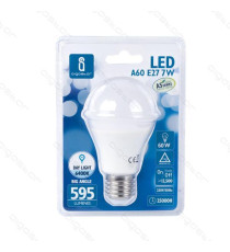 LAMPADINA LED A5 A60 7W ATTACCO E27 - 560 LUMEN - 3000K LUCE CALDA - GRANDE ANGOLO 280 GRADI MISURA D60*H110mm CRI80Ra LAMPADINA LED A5 A60 7W ATTACCO E27 - 560 LUMEN - 3000K LUCE CALDA - GRANDE ANGOLO 280 GRADI MISURA D60*H110mm CRI80Ra