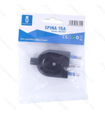 SPINA PIATTA 16A 250V NERA - TIPO ITALIANA - COSTRUITA CON MATERIALI DI ALTA QUALITA' - CERTIFICAZIONE CE SPINA PIATTA 16A 250V NERA - TIPO ITALIANA - COSTRUITA CON MATERIALI DI ALTA QUALITA' - CERTIFICAZIONE CE