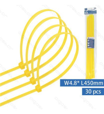 FASCETTA FERMACAVO IN NYLON 4,8mmX350mm GIALLA - CONFEZIONE DA 30 PEZZI - NYLON 66 - FASCETTE FERMACAVI FASCETTA FERMACAVO IN NYLON 4,8mmX350mm GIALLA - CONFEZIONE DA 30 PEZZI - NYLON 66 - FASCETTE FERMACAVI