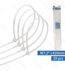 FASCETTA FERMACAVO IN NYLON 7,2mmX450mm GIALLA - CONFEZIONE DA 20 PEZZI - NYLON 66 - FASCETTE FERMACAVI FASCETTA FERMACAVO IN NYLON 7,2mmX450mm GIALLA - CONFEZIONE DA 20 PEZZI - NYLON 66 - FASCETTE FERMACAVI
