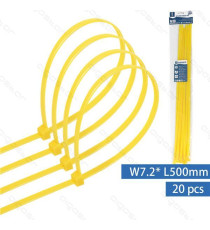 FASCETTA FERMACAVO IN NYLON 7,2mmX450mm GIALLA - CONFEZIONE DA 20 PEZZI - NYLON 66 - FASCETTE FERMACAVI FASCETTA FERMACAVO IN NYLON 7,2mmX450mm GIALLA - CONFEZIONE DA 20 PEZZI - NYLON 66 - FASCETTE FERMACAVI