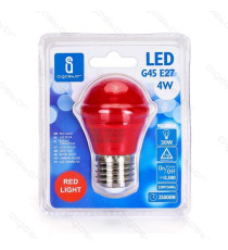 LAMPADINA LED LUCE ROSSA A5 G45 4W ATTACCO E14 - GRANDE ANGOLO 230 MISURA D45*H80mm (EQUIVALENTE A 30W AD INCADESCENZA) LAMPADINA LED LUCE ROSSA A5 G45 4W ATTACCO E14 - GRANDE ANGOLO 230 MISURA D45*H80mm (EQUIVALENTE A 30W AD INCADESCENZA)