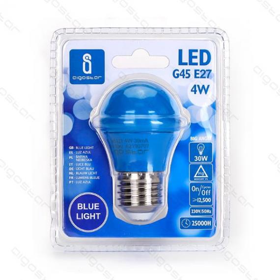 LAMPADINA LED LUCE BLU A5 G45 4W ATTACCO E27 - GRANDE ANGOLO 230