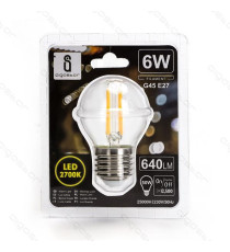LAMPADINA LED FILAMENTO G45 4W ATTACCO E14 470 LUMEN 2700K LUCE CALDA D45*H78mm ANGOLO 360 GRADI EQUIVALE A 40W AD INCADESCENZA