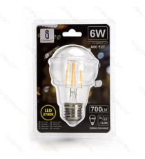 LAMPADINA LED FILAMENTO A60 4W ATTACCO E27 470 LUMEN 2700K LUCE CALDA D60*H105mm ANGOLO 360 GRADI EQUIVALE A 40W AD INCADESCENZA