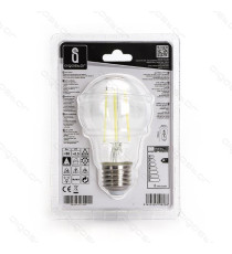 LAMPADINA LED FILAMENTO A60 4W ATTACCO E27 470 LUMEN 2700K LUCE CALDA D60*H105mm ANGOLO 360 GRADI EQUIVALE A 40W AD INCADESCENZA