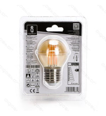 LAMPADINA LED FILAMENTO AMBRATA G45 4W ATTACCO E14 420 LUMEN 2200K LUCE CALDA D45*H78mm ANGOLO 360° EQUIVALE 37W INCADESCENZA