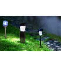 LAMPADA SOLARE DA GIARDINO LED  0,08W 1,5 LUMEN 6500K LUCE FREDDA L125*W125*H366mm 2V - LAMPADE SOLARE IMPERMEABILE IN ACCIAIO