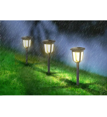 LAMPADA SOLARE DA GIARDINO LED  0,08W 1,5 LUMEN 6500K LUCE FREDDA L125*W125*H366mm 2V - LAMPADE SOLARE IMPERMEABILE IN ACCIAIO