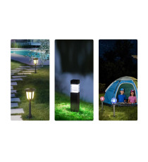 LAMPADA SOLARE DA GIARDINO LED  0,08W 1,5 LUMEN 6500K LUCE FREDDA L125*W125*H366mm 2V - LAMPADE SOLARE IMPERMEABILE IN ACCIAIO