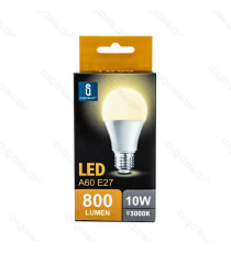 LAMPADINA LED A5 A60 10W ATTACCO E27 850 LUMEN COLOR BOX 6400K LUCE FREDDA MISURA D60*H109mm EQUIVALE 85W INCANDESCENZA LAMPADINA LED A5 A60 10W ATTACCO E27 850 LUMEN COLOR BOX 6400K LUCE FREDDA MISURA D60*H109mm EQUIVALE 85W INCANDESCENZA