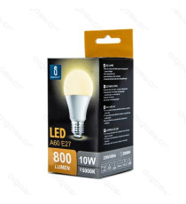 LAMPADINA LED A5 A60 10W ATTACCO E27 850 LUMEN COLOR BOX 6400K LUCE FREDDA MISURA D60*H109mm EQUIVALE 85W INCANDESCENZA LAMPADINA LED A5 A60 10W ATTACCO E27 850 LUMEN COLOR BOX 6400K LUCE FREDDA MISURA D60*H109mm EQUIVALE 85W INCANDESCENZA