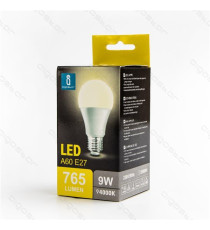 LAMPADINA LED A5 A60 9W ATTACCO E27 765 LUMEN COLOR BOX 6400K LUCE FREDDA MISURA D60*H109mm EQUIVALE 75W INCANDESCENZA LAMPADINA LED A5 A60 9W ATTACCO E27 765 LUMEN COLOR BOX 6400K LUCE FREDDA MISURA D60*H109mm EQUIVALE 75W INCANDESCENZA