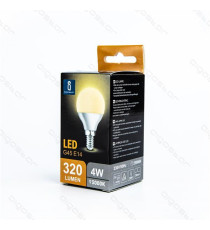LAMPADINA LED A5 G45 4W ATTACCO E14 320 LUMEN COLOR BOX 3000K LUCE CALDA ANGOLO 230 MISURA D45*H80mm EQUIVALE 30W INCANDESCENZA  LAMPADINA LED A5 G45 4W ATTACCO E14 320 LUMEN COLOR BOX 3000K LUCE CALDA ANGOLO 230 MISURA D45*H80mm EQUIVALE 30W INCANDESCENZA