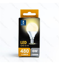 LAMPADINA LED A5 G45 6W ATTACCO E14 500 LUMEN COLOR BOX 4000K LUCE NATURALE ANGOLO 230 D45*H80mm EQUIVALE 50W INCANDESCENZA LAMPADINA LED A5 G45 6W ATTACCO E14 500 LUMEN COLOR BOX 4000K LUCE NATURALE ANGOLO 230 D45*H80mm EQUIVALE 50W INCANDESCENZA