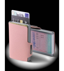 Porta tessere Mondraghi SAFFIANO PINK,mini wallet in pelle con protezione RFID,fino a 9 tessere + banconote Made in Italy Porta tessere Mondraghi SAFFIANO PINK,mini wallet in pelle con protezione RFID,fino a 9 tessere + banconote Made in Italy