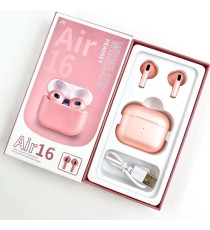 COPPIA DI AURICOLARI AIR16 ROSA BLUETOOTH 5.0 WI-FI MINI EARPHONE PINK PER iOS e ANDROID SENZA FILI CON SCATOLA DI RICARICA COPPIA DI AURICOLARI AIR16 ROSA BLUETOOTH 5.0 WI-FI MINI EARPHONE PINK PER iOS e ANDROID SENZA FILI CON SCATOLA DI RICARICA