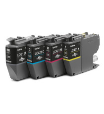 PACK ORIGINALE BROTHER LC421VAL 4 CARTUCCE ORIGINALI PER BROTHER DCP-J1050DW,J1140DW,MFC-J1010DW LC-421BK-C-M-Y 200 PAGINE CAD.