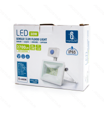 FARO LED SLIM BIANCO 30W CON SENSORE MOVIMENTO 2700 LUMEN 6400K LUCE FREDDA -IN ALLUMINIO- IP65 L147*W182*H56mm FARO LED SLIM BIANCO 30W CON SENSORE MOVIMENTO 2700 LUMEN 6400K LUCE FREDDA -IN ALLUMINIO- IP65 L147*W182*H56mm