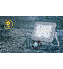 FARO LED SLIM BIANCO 50W CON SENSORE MOVIMENTO 4500 LUMEN 6400K LUCE FREDDA -IN ALLUMINIO- IP65 L211*W245*H56mm