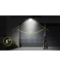 FARO LED SLIM BIANCO 50W CON SENSORE MOVIMENTO 4500 LUMEN 6400K LUCE FREDDA -IN ALLUMINIO- IP65 L211*W245*H56mm