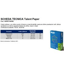 CARTA FOTOCOPIE A4 TALENT 80gr - BIANCA - 500ff - IN RISMA - PUNTO DI BIANCO OTTIMO - CERTIFICATA FSC,ECF,ECOLABEL,ISO9706, CARTA FOTOCOPIE A4 TALENT 80gr - BIANCA - 500ff - IN RISMA - PUNTO DI BIANCO OTTIMO - CERTIFICATA FSC,ECF,ECOLABEL,ISO9706,