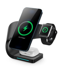 STAZIONE DI RICARICA 4 IN 1 PER SMARTPHONE SMARTWATCH EARPODS WIRELESS QI UNIVERSALE NERO - RICARICA FAST CONTEMPORANEA CHARGER STAZIONE DI RICARICA 4 IN 1 PER SMARTPHONE SMARTWATCH EARPODS WIRELESS QI UNIVERSALE NERO - RICARICA FAST CONTEMPORANEA CHARGER