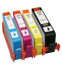 4 CARTUCCE COMPATIBILI PER HP 364XL BK-C-M-Y N9J74AE N9J73AE  CON CHIP PER HP 5380,6380,5460,8550,5324 1PZ 364XLBK-C-M-Y