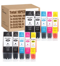 PACK 10 CARTUCCE PGI-520 CLI-521 COMPATIBILI PER CANON Ip3600,IP4600,MP540 2PZ PGI520BK 2PZ CLI521BK-C-M-Y