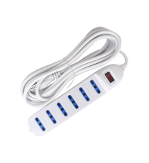 MULTIPRESA CIABATTA ELETTRICA 6 POSTI CON INTERRUTTORE GENERALE CAVO DA 5 METRI SPINA:10A 250V PRESA:6-way P17/11