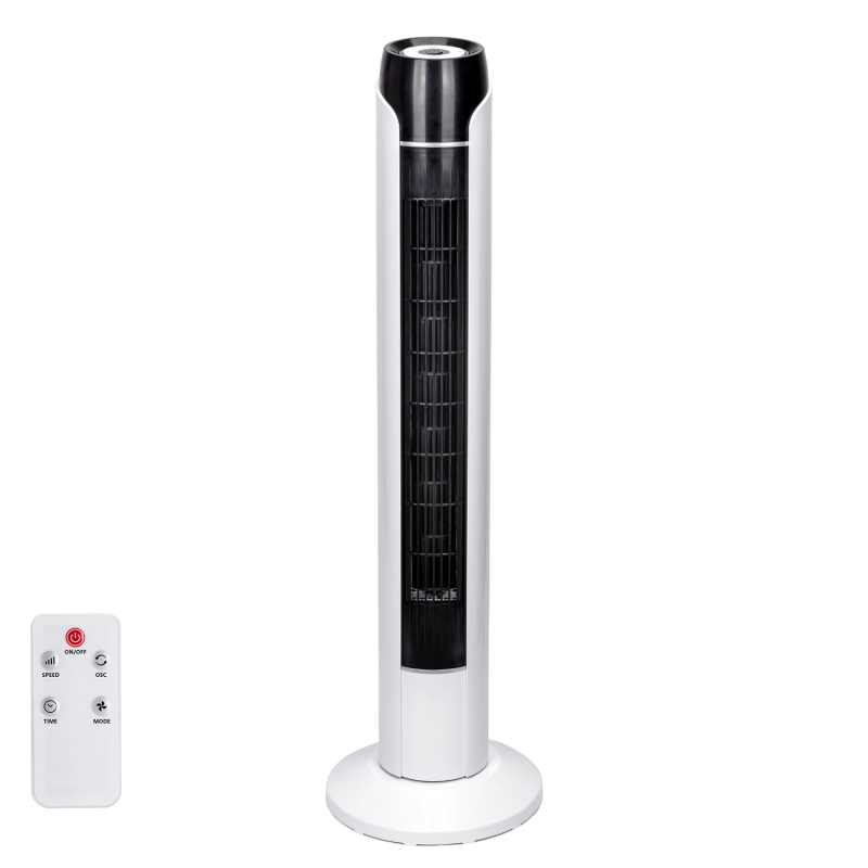 BAKAJI Ventilatore A Torre 80cm - Oscillante, 3 Velocit&agrave;, Timer 4h, Telecomando, Bianco