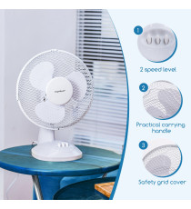 VENTILATORE DA TAVOLO 22W - BIANCO - 2 VELOCITA' - MISURA L270XW210XH310mm - MOTORE ANTIRUMORE AIGOSTAR VENTILATORE DA TAVOLO 22W - BIANCO - 2 VELOCITA' - MISURA L270XW210XH310mm - MOTORE ANTIRUMORE AIGOSTAR