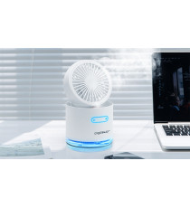 MINI VENTILATORE DA TAVOLO CON NEBULIZZATORE 10W - BIANCO - 3 VELOCITA' - MISURA L113XW113XH127mm - CAVO USB - SERBATOIO 300ML MINI VENTILATORE DA TAVOLO CON NEBULIZZATORE 10W - BIANCO - 3 VELOCITA' - MISURA L113XW113XH127mm - CAVO USB - SERBATOIO 300ML