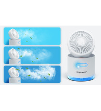 MINI VENTILATORE DA TAVOLO CON NEBULIZZATORE 10W - BIANCO - 3 VELOCITA' - MISURA L113XW113XH127mm - CAVO USB - SERBATOIO 300ML MINI VENTILATORE DA TAVOLO CON NEBULIZZATORE 10W - BIANCO - 3 VELOCITA' - MISURA L113XW113XH127mm - CAVO USB - SERBATOIO 300ML