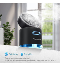 MINI VENTILATORE DA TAVOLO CON NEBULIZZATORE 10W - NERO - 3 VELOCITA' - MISURA L113XW113XH127mm - CAVO USB - SERBATOIO 300ML MINI VENTILATORE DA TAVOLO CON NEBULIZZATORE 10W - NERO - 3 VELOCITA' - MISURA L113XW113XH127mm - CAVO USB - SERBATOIO 300ML