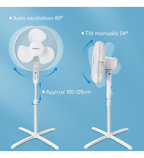 VENTILATORE A PIANTANA CON CONTROLLI DIGITALI 40W BIANCO - 3 VELOCITA' - SCHERMO LED CON TELECOMANDO - TIMER 7 ORE AIGOSTAR VENTILATORE A PIANTANA CON CONTROLLI DIGITALI 40W BIANCO - 3 VELOCITA' - SCHERMO LED CON TELECOMANDO - TIMER 7 ORE AIGOSTAR