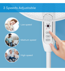 VENTILATORE A PIANTANA CON CONTROLLI DIGITALI 40W BIANCO - 3 VELOCITA' - SCHERMO LED CON TELECOMANDO - TIMER 7 ORE AIGOSTAR VENTILATORE A PIANTANA CON CONTROLLI DIGITALI 40W BIANCO - 3 VELOCITA' - SCHERMO LED CON TELECOMANDO - TIMER 7 ORE AIGOSTAR