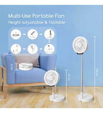 VENTILATORE PORTATILE PIEGHEVOLE -PAULA- CON ASTA TELESCOPICA - 3 VELOCITA' - RICARICA USB - 6.5W DA TAVOLO CON LUCE LED VENTILATORE PORTATILE PIEGHEVOLE -PAULA- CON ASTA TELESCOPICA - 3 VELOCITA' - RICARICA USB - 6.5W DA TAVOLO CON LUCE LED
