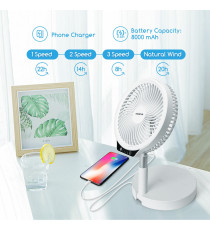 VENTILATORE PORTATILE PIEGHEVOLE -PAULA- CON ASTA TELESCOPICA - 3 VELOCITA' - RICARICA USB - 6.5W DA TAVOLO CON LUCE LED VENTILATORE PORTATILE PIEGHEVOLE -PAULA- CON ASTA TELESCOPICA - 3 VELOCITA' - RICARICA USB - 6.5W DA TAVOLO CON LUCE LED