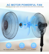 VENTILATORE A PIANTANA -OLGA- 60W NERO - 3 MODALITA' E 3 VELOCITA' - CON TELECOMANDO - TIMER 7,5 ORE AIGOSTAR VENTILATORE A PIANTANA -OLGA- 60W NERO - 3 MODALITA' E 3 VELOCITA' - CON TELECOMANDO - TIMER 7,5 ORE AIGOSTAR