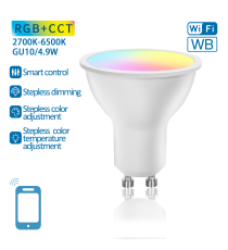 LAMPADINA SMART LED GU10 4.9W WIFI RGB+CCT 2700K-6500K 420 LUMEN D50*H59mm COMPATIBILE CON ALEXA E GOOGLE ASSISTANT FARETTO LAMPADINA SMART LED GU10 4.9W WIFI RGB+CCT 2700K-6500K 420 LUMEN D50*H59mm COMPATIBILE CON ALEXA E GOOGLE ASSISTANT FARETTO