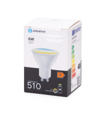 LAMPADINA SMART LED GU10 6W WIFI CCT 2700K-6500K 510 LUMEN D50*H59mm COMPATIBILE CON ALEXA E GOOGLE ASSISTANT FARETTO LAMPADINA SMART LED GU10 6W WIFI CCT 2700K-6500K 510 LUMEN D50*H59mm COMPATIBILE CON ALEXA E GOOGLE ASSISTANT FARETTO