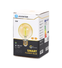 LAMPADINA SMART LED A FILAMENTO AMBRATA G80 6W E27 WIFI CCT 2700K-6500K 806 LUMEN D80H117mm COMPATIBILE ALEXA GOOGLE ASSISTANT LAMPADINA SMART LED A FILAMENTO AMBRATA G80 6W E27 WIFI CCT 2700K-6500K 806 LUMEN D80H117mm COMPATIBILE ALEXA GOOGLE ASSISTANT