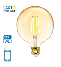LAMPADINA SMART LED A FILAMENTO AMBRATA G125 6W E27 WIFI CCT 2700K-6500K 806 LUMEN D125H163mm COMPATIBILE ALEXA GOOGLE ASSISTANT LAMPADINA SMART LED A FILAMENTO AMBRATA G125 6W E27 WIFI CCT 2700K-6500K 806 LUMEN D125H163mm COMPATIBILE ALEXA GOOGLE ASSISTANT